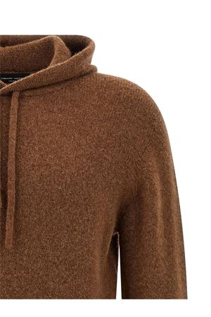 Brown virgin wool and camel hooded sweater ROBERTO COLLINA | 253M40007M4007